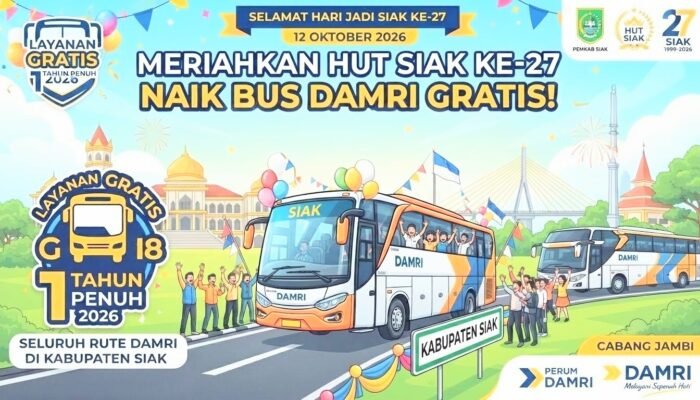Sambut HUT ke-27 Siak, DAMRI Gratiskan Layanan Bus untuk Masyarakat